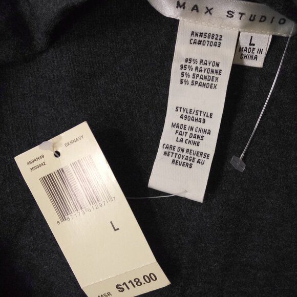 New Max Studio Jumpsuit Dark Blue Knit Wide Leg Sleeveless V Neck Large Women L - Picture 3 of 8